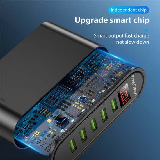 5V 4A 5-Port USB Charger QC3.0 Quick Charge LED Digital Display Smart Charger Desktop Charging Station
