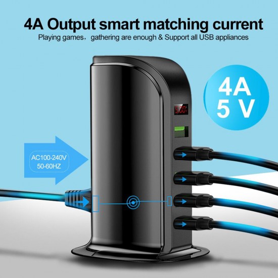Udyr 5 Port USB Charger HUB LED Display Multi USB Charging Station Charger Dock for iPhone 12 Samsung Galaxy Note S20 ultra 10 Udyr 5 Port USB Charger HUB LED Display Multi USB Charging Station Charger Dock for iPhone 12 Samsung Galaxy Note S20 ultra 10