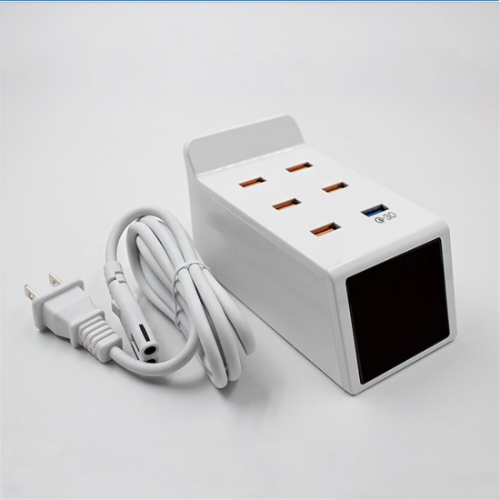 6 Ports 40W Multi USB Charger LED Display Quick Charge 3.0 Power Strip Fast Charging Station Desk USB Charger For iPhone XS 11Pro MI10 POCO X2 Note 9S S20+