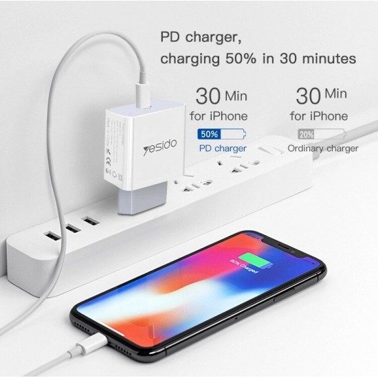 PD3.0 Fast Charging Type-C 9V 2A Wall Charger Adapter for Samsung Galaxy S20 Ultra Huawei P40 OnePlus 8 ZenFone Max Pro (M1) ZB602KL