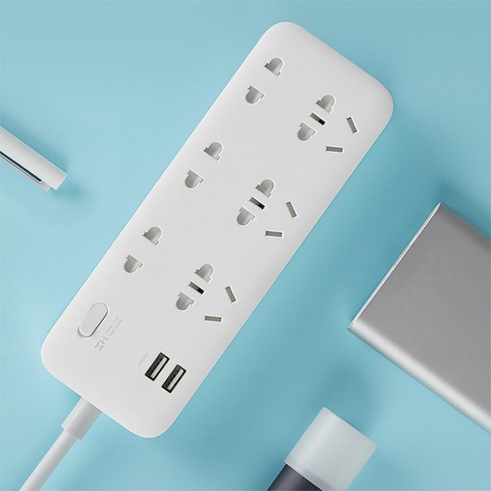 6AC Socket + 2 USB Output Power Strip 18W Fast Charge Power Socket USB Charger for iPhone X XR Xiaomi Huawei