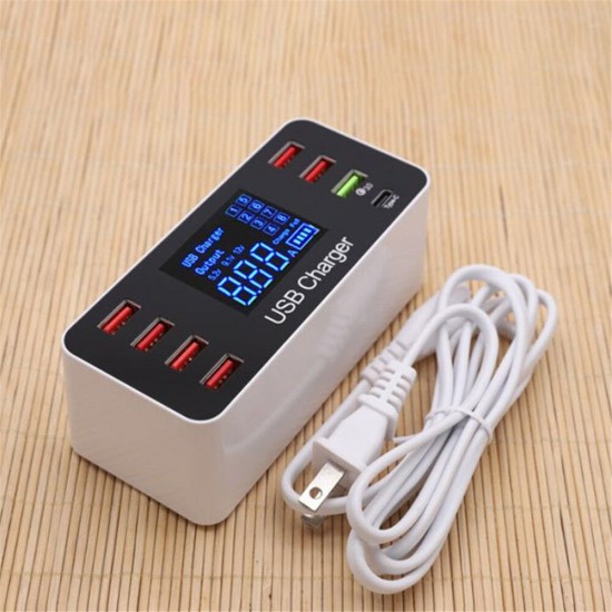 LCD Display USB Charger Quick Charger 3.0 USB 40W USB Type C Fast Charging Station For iPhone XS 11Pro Huawei P30 P40 Pro Xiaomi Mi10 Redmi Note 9S LCD Display USB Charger Quick Charger 3.0 USB 40W USB Type C Fast Charging Station For iPhone XS 11Pro Huawei P30 P40 Pro Xiaomi Mi10 Redmi Note 9S