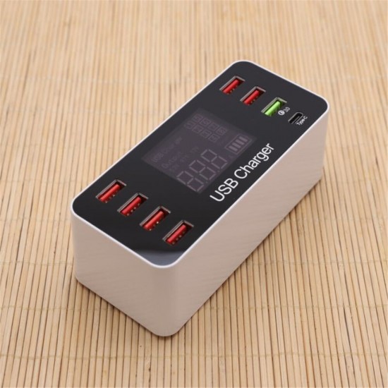 LCD Display USB Charger Quick Charger 3.0 USB 40W USB Type C Fast Charging Station For iPhone XS 11Pro Huawei P30 P40 Pro Xiaomi Mi10 Redmi Note 9S LCD Display USB Charger Quick Charger 3.0 USB 40W USB Type C Fast Charging Station For iPhone XS 11Pro Huawei P30 P40 Pro Xiaomi Mi10 Redmi Note 9S
