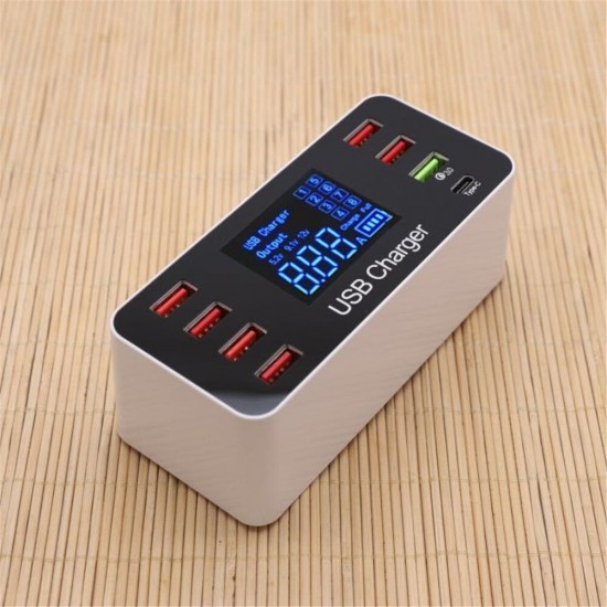 LCD Display USB Charger Quick Charger 3.0 USB 40W USB Type C Fast Charging Station For iPhone XS 11Pro Huawei P30 P40 Pro Xiaomi Mi10 Redmi Note 9S LCD Display USB Charger Quick Charger 3.0 USB 40W USB Type C Fast Charging Station For iPhone XS 11Pro Huawei P30 P40 Pro Xiaomi Mi10 Redmi Note 9S