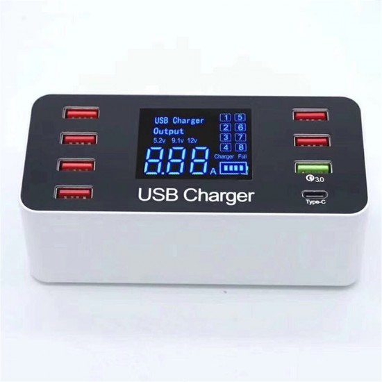 LCD Display USB Charger Quick Charger 3.0 USB 40W USB Type C Fast Charging Station For iPhone XS 11Pro Huawei P30 P40 Pro Xiaomi Mi10 Redmi Note 9S