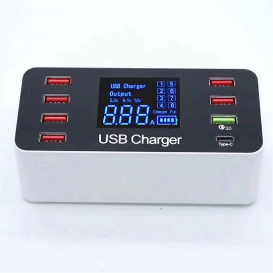 LCD Display USB Charger Quick Charger 3.0 USB 40W USB Type C Fast Charging Station For iPhone XS 11Pro Huawei P30 P40 Pro Xiaomi Mi10 Redmi Note 9S LCD Display USB Charger Quick Charger 3.0 USB 40W USB Type C Fast Charging Station For iPhone XS 11Pro Huawei P30 P40 Pro Xiaomi Mi10 Redmi Note 9S