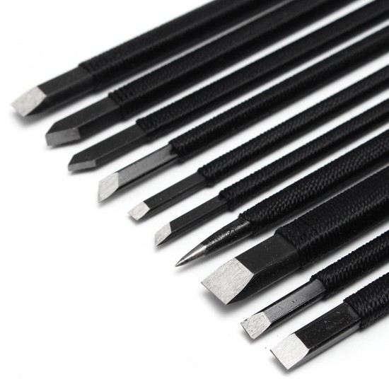 10Pcs Steel Chisel Set Stone Wood Carving Artist Woodworkers Tool