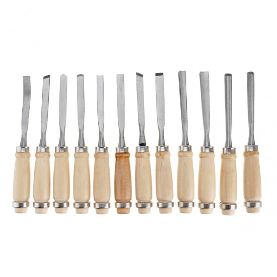 12Pcs Wood Carving Hand Chisel Tool Set Professional Woodworking Gouges Steel