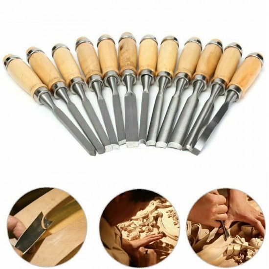 12Pcs Wood Carving Hand Chisel Tool Set Professional Woodworking Gouges Steel 12Pcs Wood Carving Hand Chisel Tool Set Professional Woodworking Gouges Steel