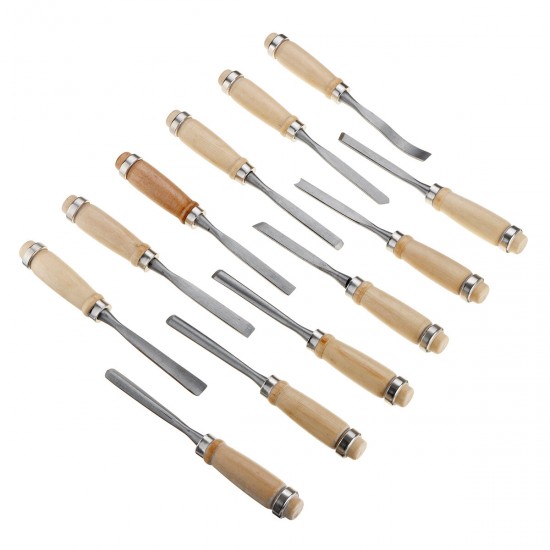 12Pcs Wood Carving Hand Chisel Tool Set Professional Woodworking Gouges Steel