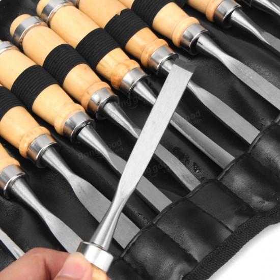 12pcs Wood Carving Hand Chisel Tool Set Professional Wood Working Gouges Steel