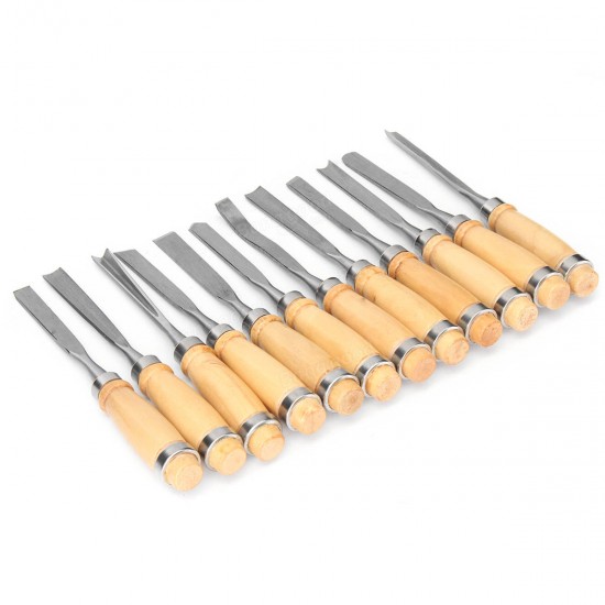 12pcs Wood Carving Hand Chisel Tool Set Professional Wood Working Gouges Steel