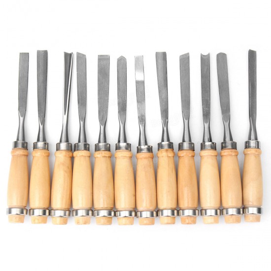 12pcs Wood Carving Hand Chisel Tool Set Professional Wood Working Gouges Steel