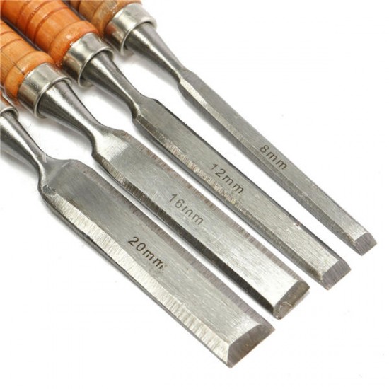 4Pcs 8/12/16/20mm Woodwork Carving Chisels Tool Set For Woodworking Carpenter