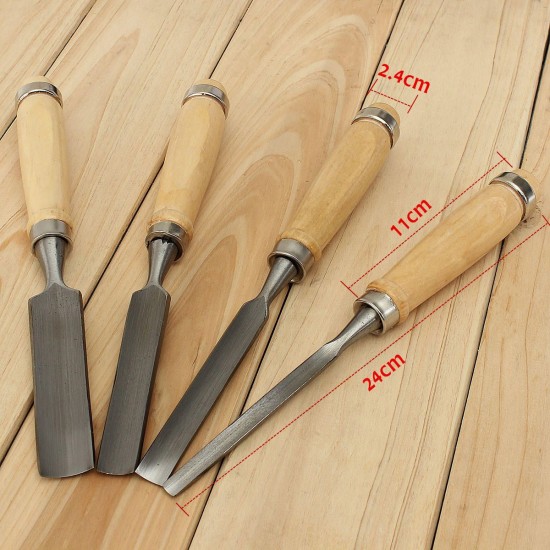 4pcs Woodworking Carving Hand Chisel Wood Firmer Gouge Set