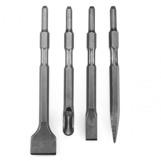 Electric Hammer Chisel Set Hex Handle Point Groove Gouge Flat Chisel