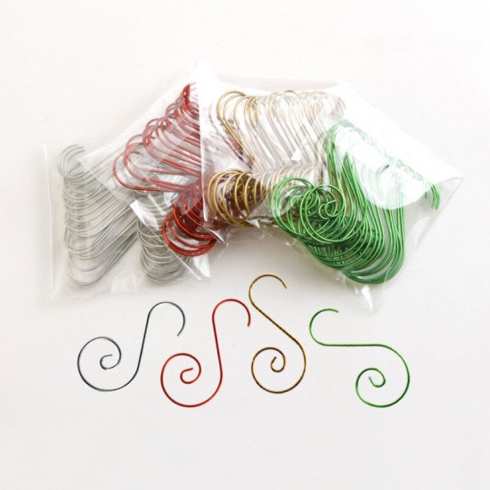 20 Pcs 1.0*25*50MM Christmas Ornament Hooks S-Shaped Flower Hook Perfect For Christmas Tree Decorations