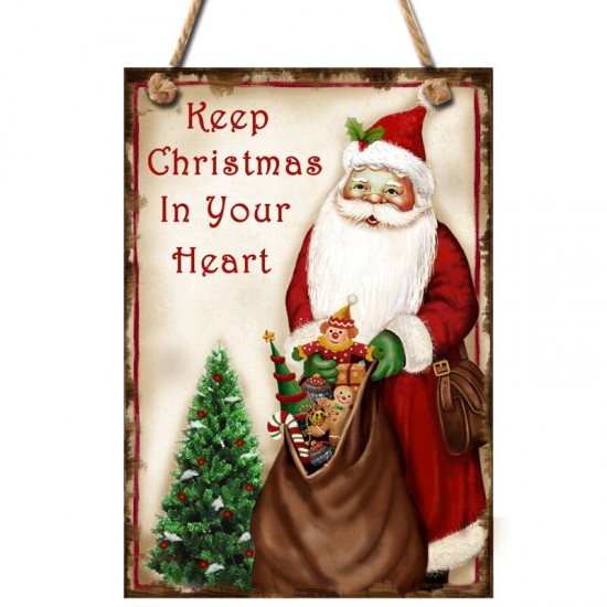 Christmas Door Hanging Painting Board Sata Claus Snowman Merry Christmas DIY House Wall Decor Party Supplies
