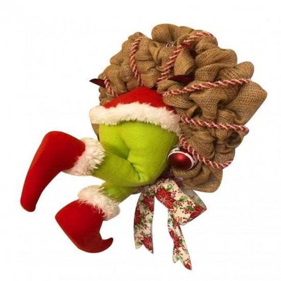 Christmas Thief Stole Christmas Burlap Wreath Christmas Decorations Santa Claus