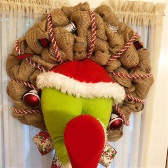 Christmas Thief Stole Christmas Burlap Wreath Christmas Decorations Santa Claus