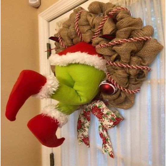 Christmas Thief Stole Christmas Burlap Wreath Christmas Decorations Santa Claus