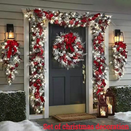 Christmas Wreath Set Xmas Decorations Outdoor Signs Home Garden Office Porch Front Door Hanging Garland Christmas Wreath Set Xmas Decorations Outdoor Signs Home Garden Office Porch Front Door Hanging Garland