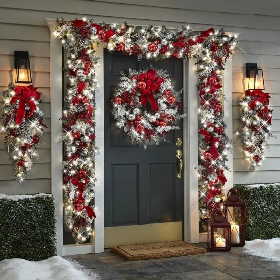 Christmas Wreath Set Xmas Decorations Outdoor Signs Home Garden Office Porch Front Door Hanging Garland Christmas Wreath Set Xmas Decorations Outdoor Signs Home Garden Office Porch Front Door Hanging Garland