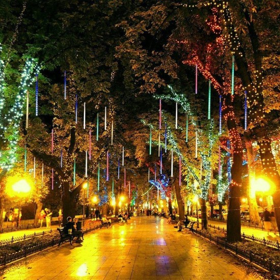 LED Meteor Shower String Lights Outdoor Waterproof Christmas Fairy Decoration Lights For Garden Street Patio Xmas Tree