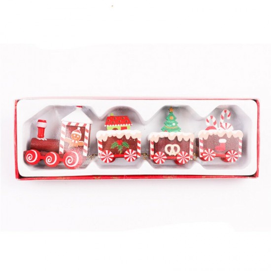 Wooden Christmas Train Ornament Christmas Decoration For Home Santa Claus Gift