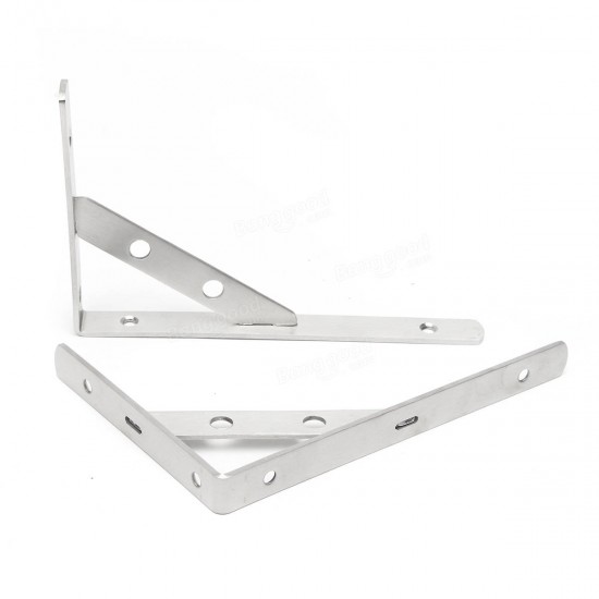 1 Pair 6-12 Inch Stainless Steel Wall Shelf Mount Brackets L Shaped Right Angle Braces