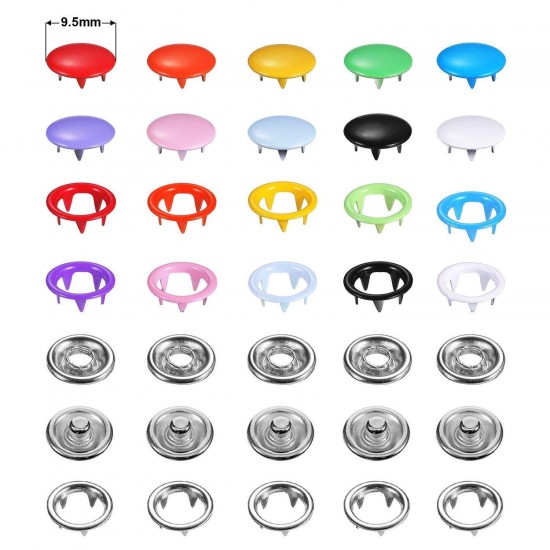 100Sets Handmade Sewing Sliver Metal Prong Snap Buttons Press Studs Fasteners Baby Romper Buckle Button For Clothes Sew 9.5mm 100Sets Handmade Sewing Sliver Metal Prong Snap Buttons Press Studs Fasteners Baby Romper Buckle Button For Clothes Sew 9.5mm
