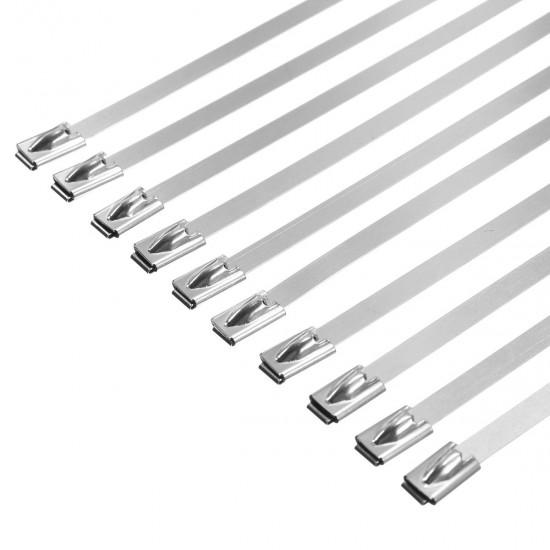 10pcs 304 Stainless Steel Zip Tie Header Wrap Self Locking Metal Cable