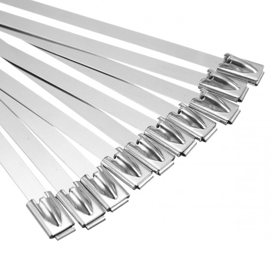 10pcs 304 Stainless Steel Zip Tie Header Wrap Self Locking Metal Cable