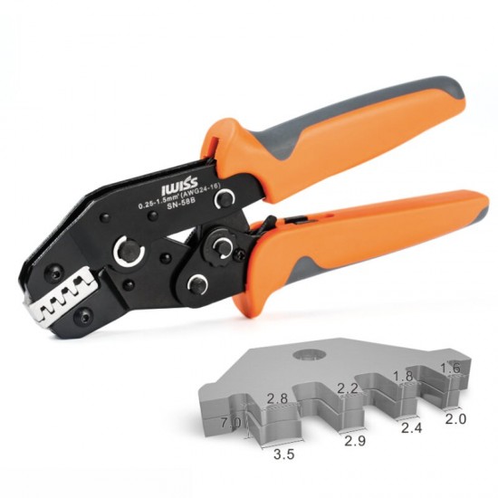 SN-58b 6.3/ 4.8/2.8 Plug Spring Crimping Tool Ratchet Terminal 0.25-1.5mm Crimping Tool Cold-pressing Bare Terminal Clamp