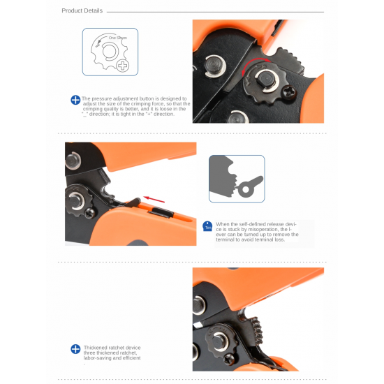 SN-58b 6.3/ 4.8/2.8 Plug Spring Crimping Tool Ratchet Terminal 0.25-1.5mm Crimping Tool Cold-pressing Bare Terminal Clamp