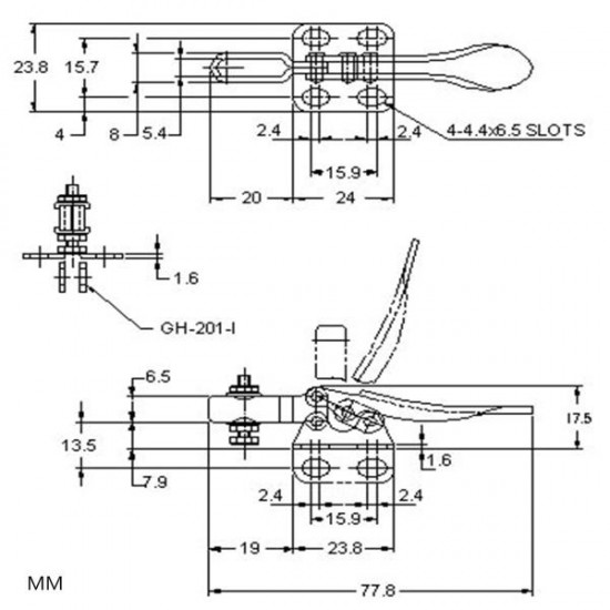 GH-201 27 Kg Toggle Clamp Metal Horizontal Type Fast Hand Clamp Quick Release Hand Tool