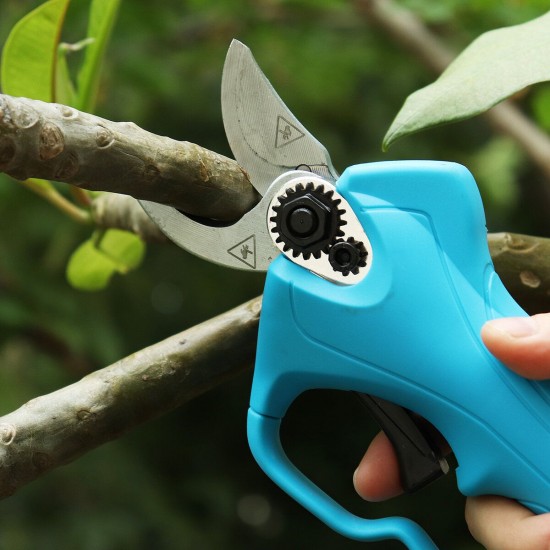 US Plug 2 Batteries Rechargeable Electric Pruning Scissors Branch Cutter Garden Tool