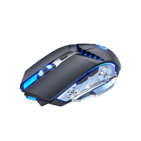 2.4G Wireless Gaming Mouse Sound Silent Rechargeable Mouse Blue Backlight With Receiver for Laptop Desktop PC