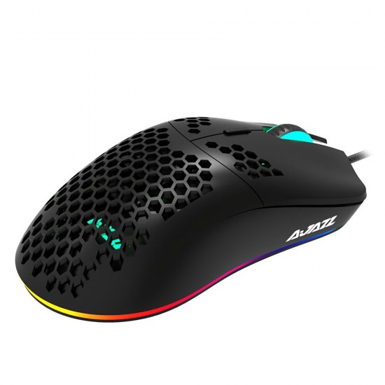 AJ390 Wired Gaming Mouse Honeycomb Hollow 16000DPI 7 Buttons USB Wired Mouse with 6 Colors LED Backlight