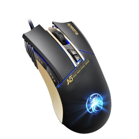 A5 USB Wired 3200DPI 7 Buttons LED 4 Color Controllable Breathing Light Optical Gaming Mouse