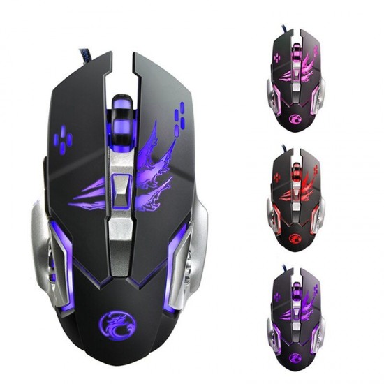 A8 3200DPI 6 Buttons 4 Colors LED Optical USB Wired Mouse Gaming Mouse for PC