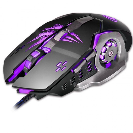 A8 3200DPI 6 Buttons 4 Colors LED Optical USB Wired Mouse Gaming Mouse for PC