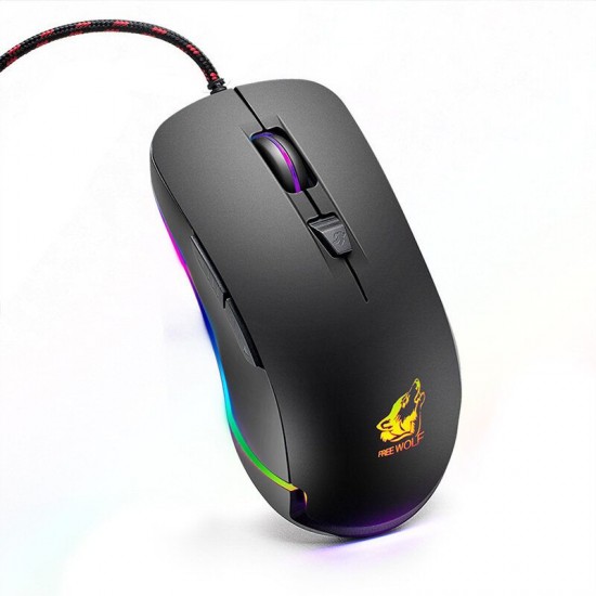 V6 4000DPIUSB Wired RGB LED BacklitErgonomic 6 Buttons Optical Gaming Mouse for Desktop PC Laptop