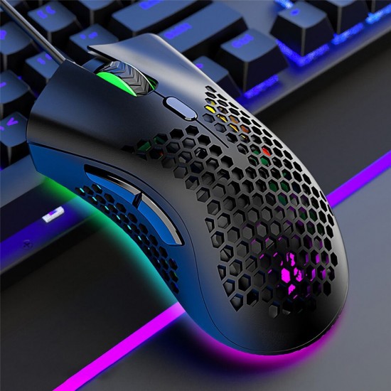 M7 Gaming Mouse Wired 12000DPI RGB Backlight Computer Mouse Lightweight Hollow Honeycomb Mice for Computer Laptop PC Gamer