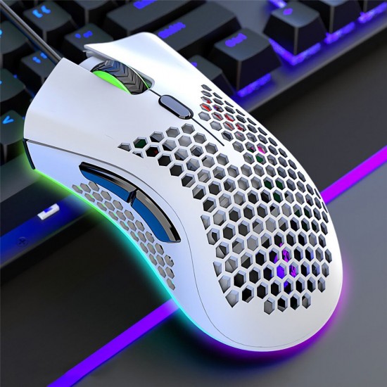 M7 Gaming Mouse Wired 12000DPI RGB Backlight Computer Mouse Lightweight Hollow Honeycomb Mice for Computer Laptop PC Gamer
