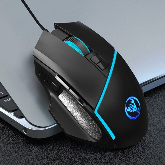 A876 Wired Game Mouse RGB Colorful Breathing Backlight Optical Gaming Mouse 6400DPI Adjustable DPI for PC Laptop Computer
