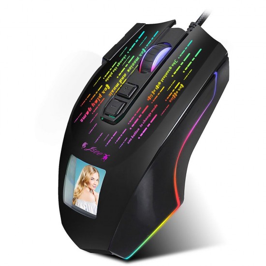 J500 Wired Gaming Mouse USB RGB Game Mouse with Display Screen 6 Adjustable DPI for Desktop Computer Laptop PC J500 Wired Gaming Mouse USB RGB Game Mouse with Display Screen 6 Adjustable DPI for Desktop Computer Laptop PC