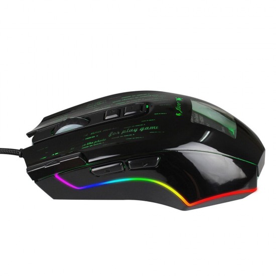 J500 Wired Gaming Mouse USB RGB Game Mouse with Display Screen 6 Adjustable DPI for Desktop Computer Laptop PC