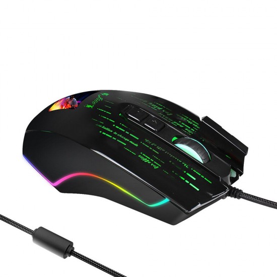 J500 Wired Gaming Mouse USB RGB Game Mouse with Display Screen 6 Adjustable DPI for Desktop Computer Laptop PC