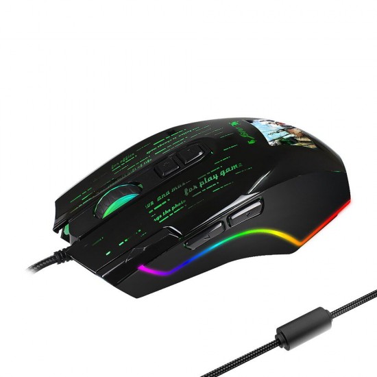 J500 Wired Gaming Mouse USB RGB Game Mouse with Display Screen 6 Adjustable DPI for Desktop Computer Laptop PC